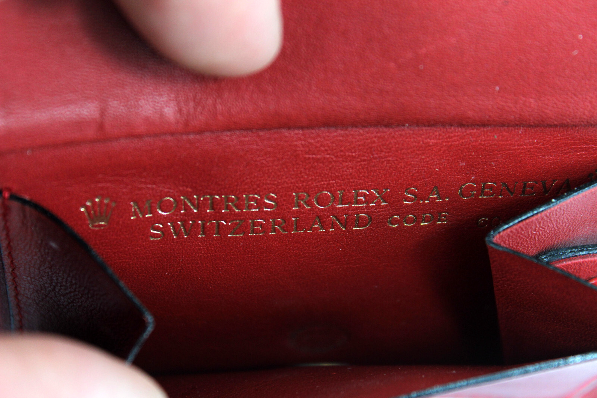 ROLEX 財布 - 新品 (NEW) VTG Rolex Genuine Red Leather Bi-Fold Wallet GENEVA SWITZERLAND
