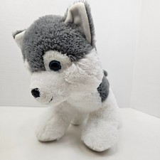 Walmart Husky Dog Plush Grey White Wolf Puppy Blue Eyes Stuffed Animal Toy