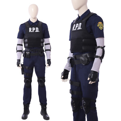 Resident Evil 2 Cosplay Remake Leon Scott Costume Gambit Halloween Outfit Vest