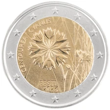 2024 Estonia € 2 Euro Uncirculated UNC Coin - National Flower: Cornflower