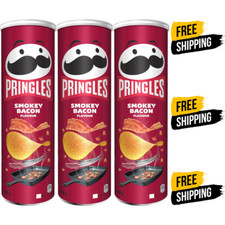 3 x Pringles Smoky Bacon Flavour 185g (Pack of 3)