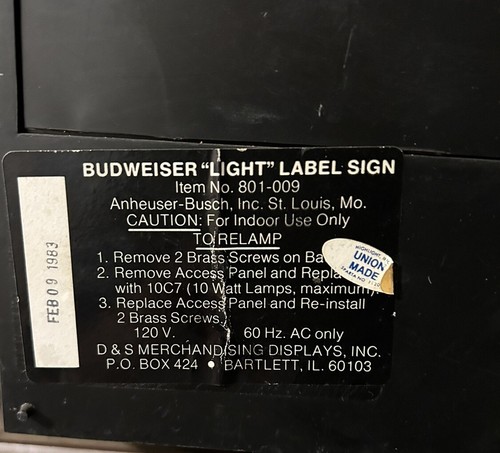 BUDWEISER Vintage Electric Lighted Advertising Clock 1983 - Picture 5 of 7