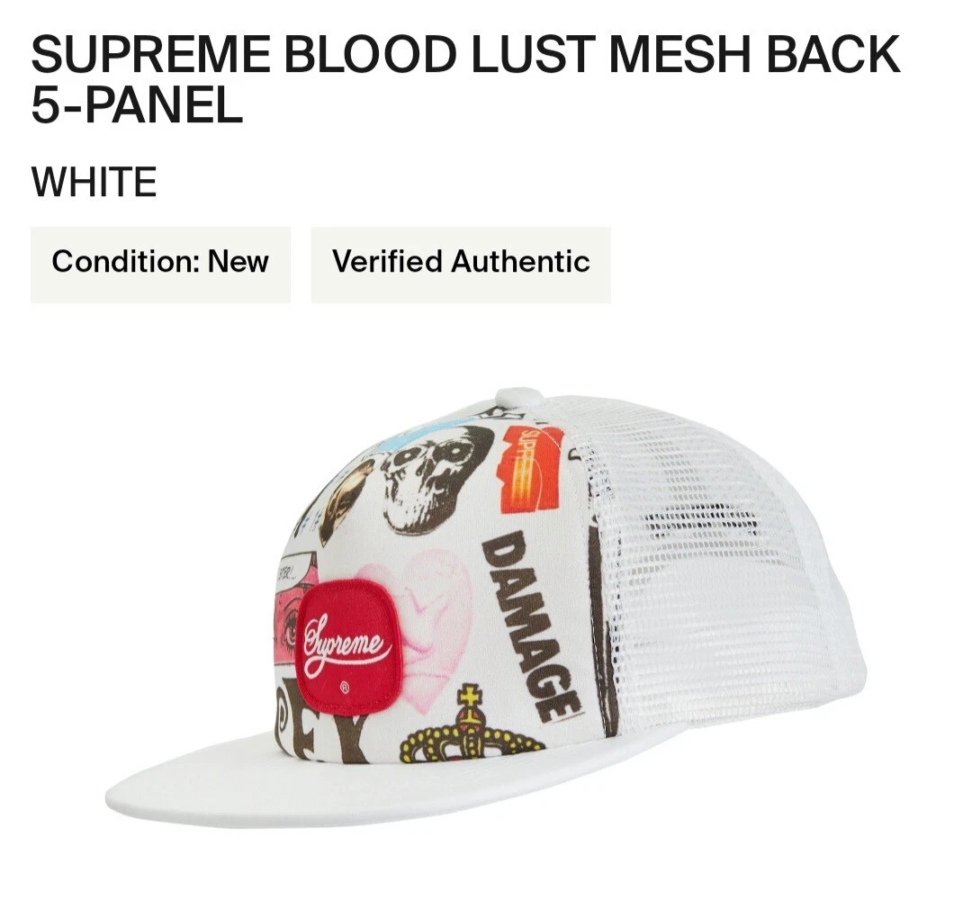 Arrière en maille Supreme SS19 Blood Lust 5 panneaux blanc neuf avec toutes les étiquettes authentiques
