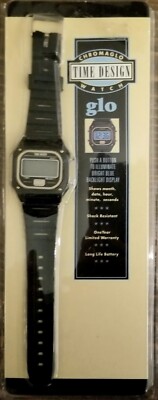Chromaglo Time Design Wristwatch Black Illuminates Digital 1994 Vintage NEW