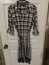 Tommy Hilfiger Red Plaid 3/4 Button Up Shirt Dress- Size 4