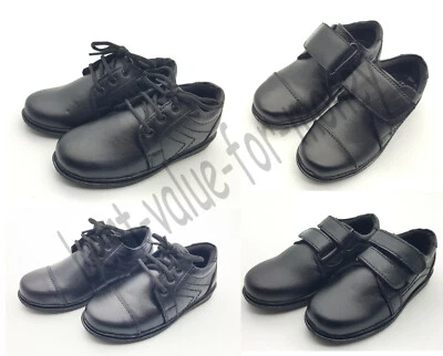 LONDON WEAR KIDS JUNIOR BOY BLACK SLIP ON LACES FORMAL CASUAL BACK TO SCHOOL SHOES ALL SIZE