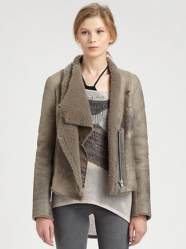 Helmut Lang Weathered Shearling Fur Suede Leather Jacket Sz P RRP $2490 - Picture 3 of 8