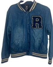 Ring Of Fire Youth size XL Denim Bomber Jacket NWT