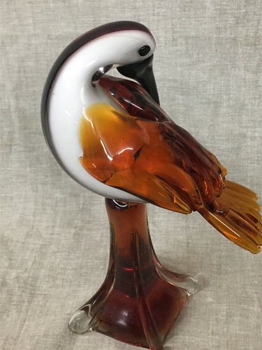 Lovely 9-1/2" Art Glass Bird Stork Water Fowl Heron - Picture 3 of 6