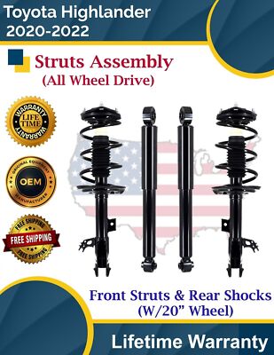 Front Struts & Rear Shocks For 2020-2022 Toyota Highlander 4X4 Lifetime Warranty