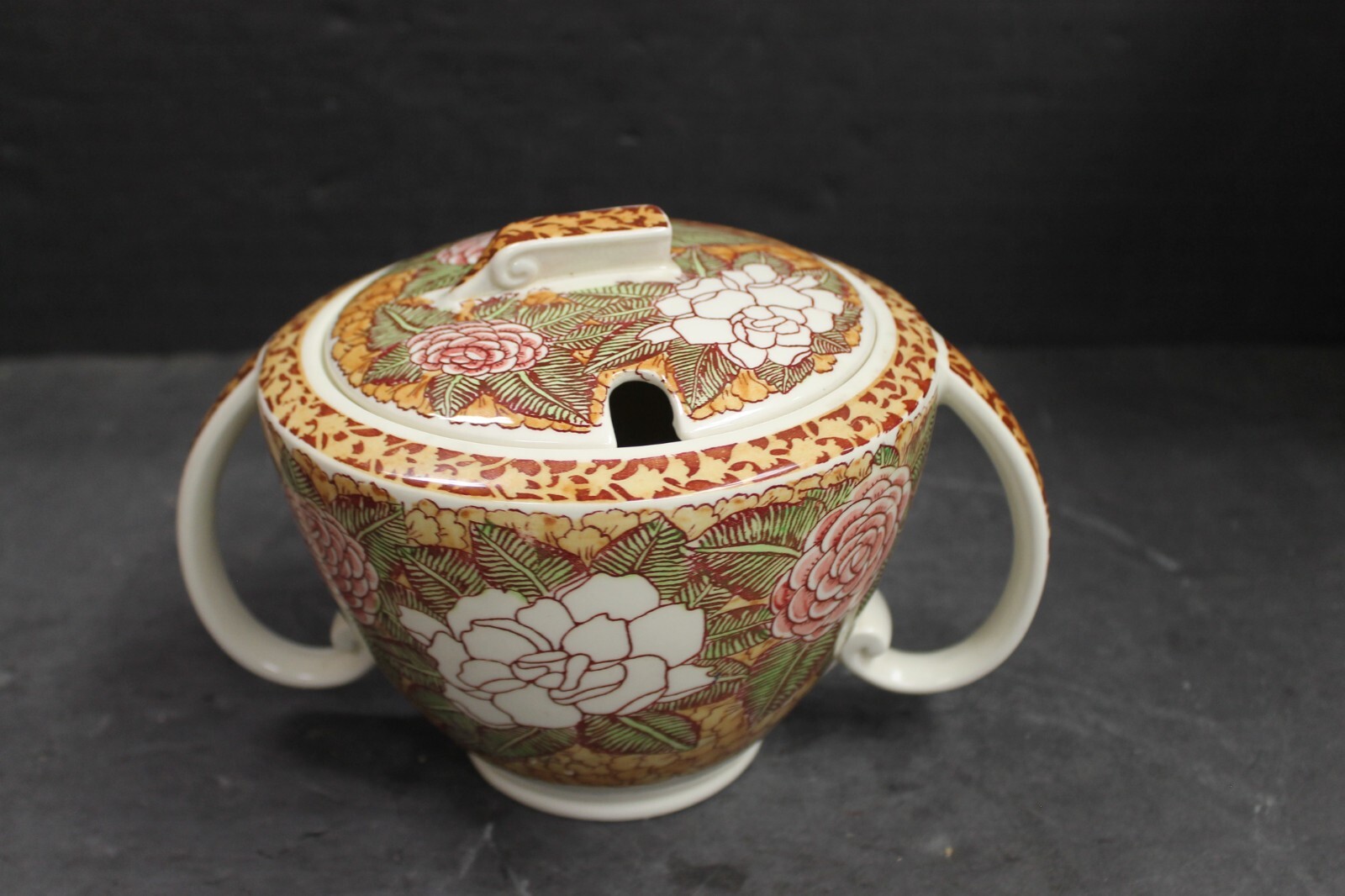 MCM Don Blanding Vernon Kilns Ecstasy Aloha 2 Handled Tureen Eames Era