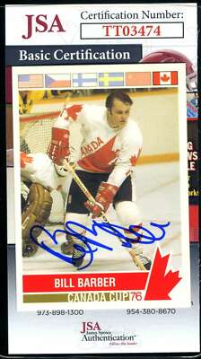 Bill Barber JSA Coa Autograph 1992 Future Trends '76 Future Cup Signed Hockey