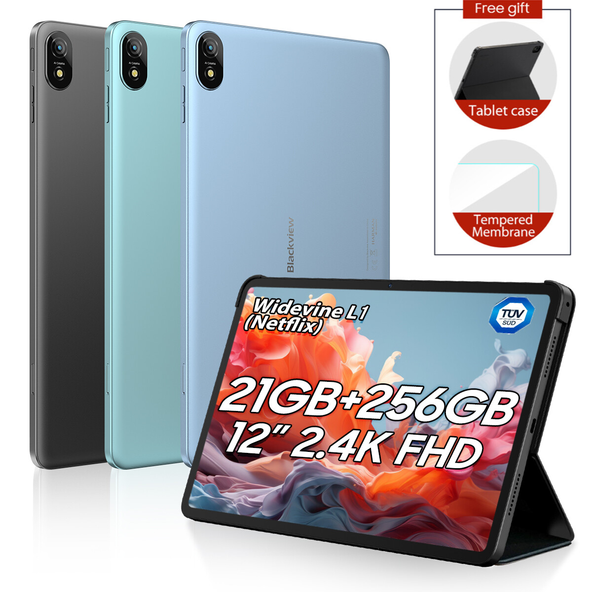Blackview Tab 18 Tablet 12 Inch 2.4K FHD+ 24GB+256GB Widevine L1 