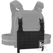 KRYDEX Tactical Laser cut MOLLE Panel Front Flap Placard Removable Buckle Black