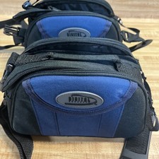 Compact Camera Bag, Black/Blue Double Zipper New