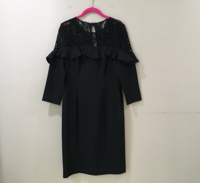 Women's Eliza J Lace Yoke Sheath Dress, Size 8 - Black
