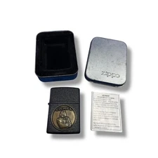 Vintage Zippo Camel Lighter Black Matte Brass Emblem USA Made with Tin Box & Ins