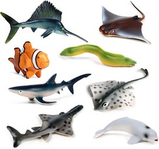 8-Pack Sea Animal Figures Realistic Marine Creature Educational Toy Party Favor
