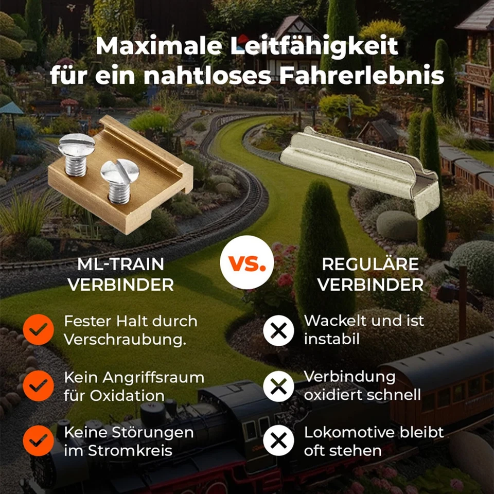 10x Gleis gerade 60 cm + Verbinder kompatibel mit Schienen Spur-G Gartenbahn - Bild 3 von 4