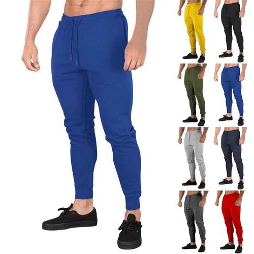 Men's Solid Pants Slim Casual Joggers Athletic Sweatpants with Pockets Trousers