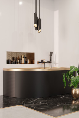 BADLAND Badewannenarmatur MIDNIGHT Schwarz-Gold Badarmatur Wannenbatterie