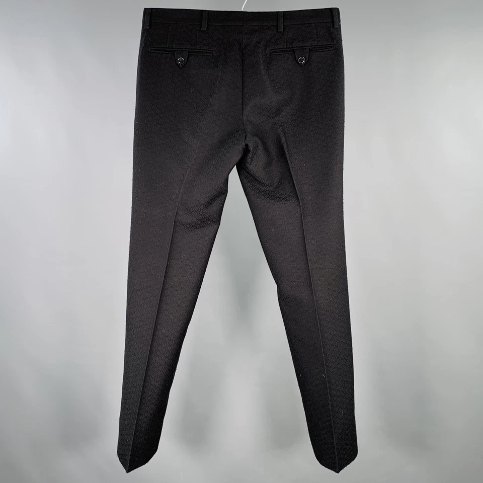 Pantalones de vestir DRIES VAN NOTEN talla 30 negros mezcla de lana jacquard frente plano Foto 2 de 4