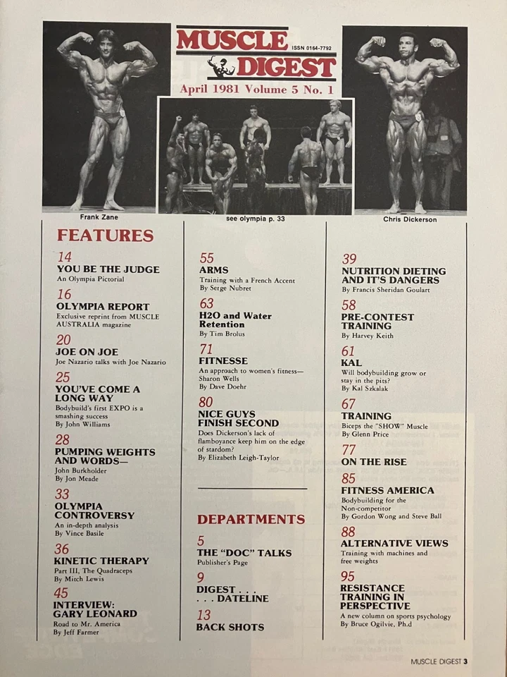 Muscle Digest Apr 1981- Arnold Schwarzenegger Wins 1980 Mr. Olympia - Super-Rare - Image 3 of 4