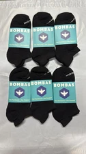 6 pairs Bombas Men's All-Purpose Black Ankle socks - Size LARGE