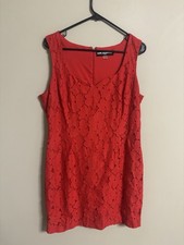 KARL LAGERFELD Sleeveless Sweetheart Neckline Lace Embroidered Red Dress Size 14