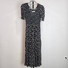 Christy Dawn Floral Smocked Maxi Dress Rose Black Cottage Boho Fairy Grunge XS