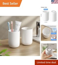 Toothbrush Holder Cup 13oz Reusable Bathroom Tumbler 2Pcs Unbreakable White