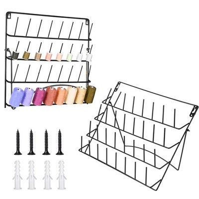 2 PCS Metal Thread Holder Wall Rack 32 Spools For Sewing Embroidery Tools