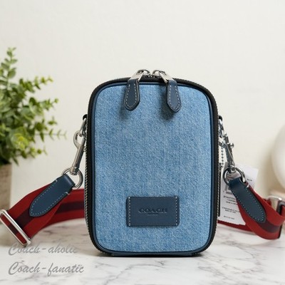 COACH CDC43 Stanton Crossbody Bag In Regenerative Cotton Silver/Indigo NWT