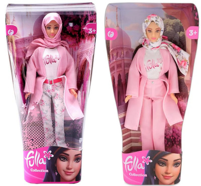 Fulla Doll Collection Arabic Islamic Pink Floral Hijab Dolls Duo Set New