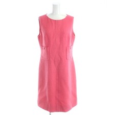 Chanel Vintage Sleeveless Tweed Dress Coco Mark Button Pink Wool