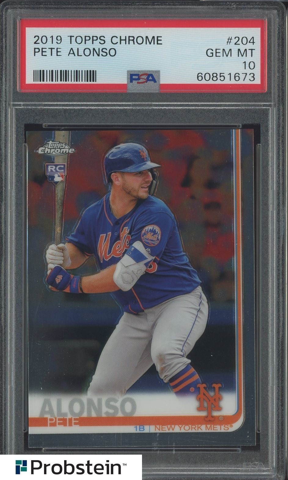 2019 Topps Chrome #204 Pete Alonso New York Mets RC Rookie PSA 10 GEM MINT view 1