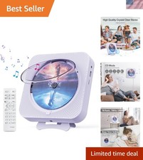 Compact Bluetooth CD Player Boombox with Remote Control Dual Speakers - Purple