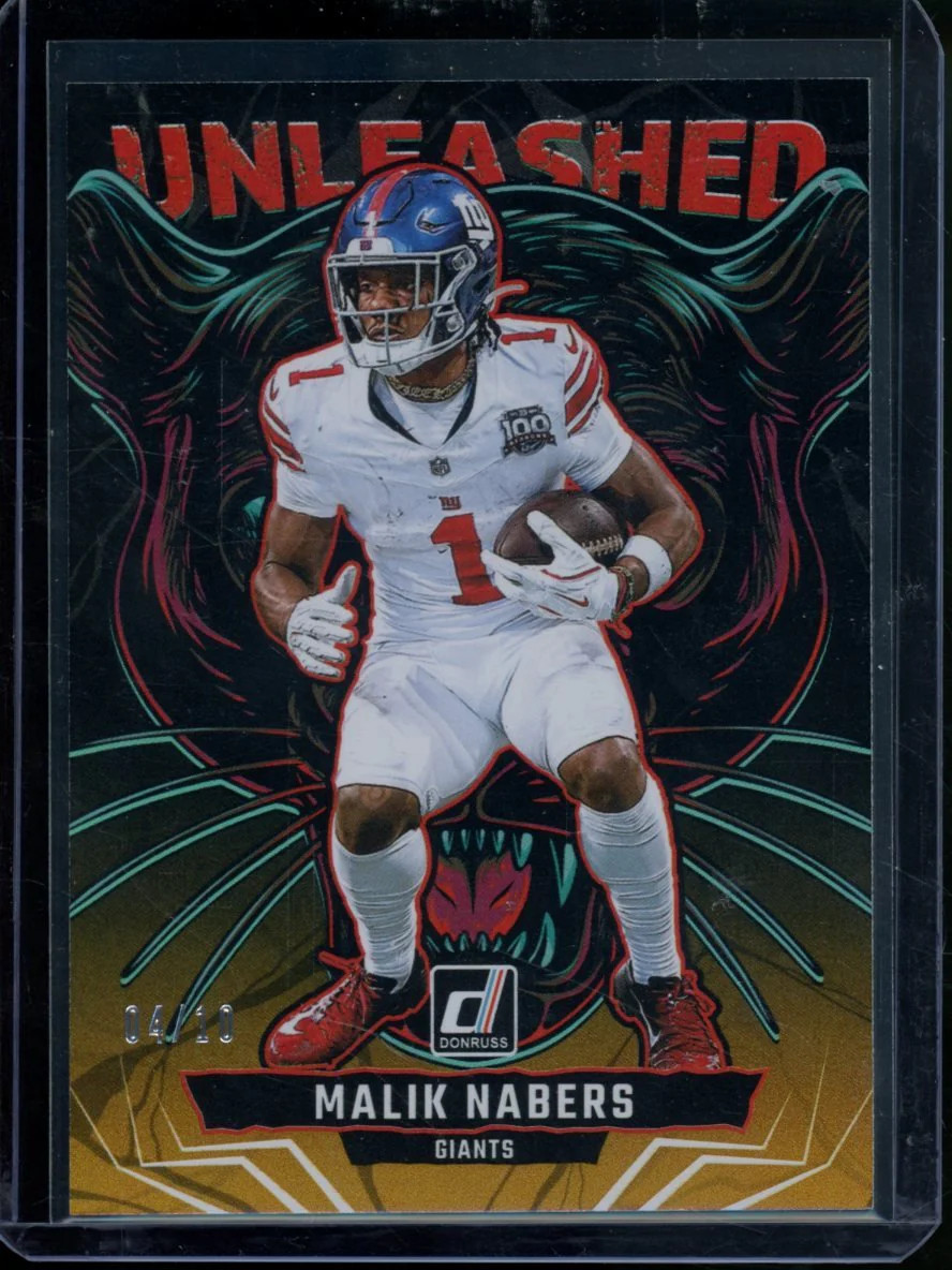 2025 Panini Donruss Malik Nabers Unleashed Gold /10 Giants