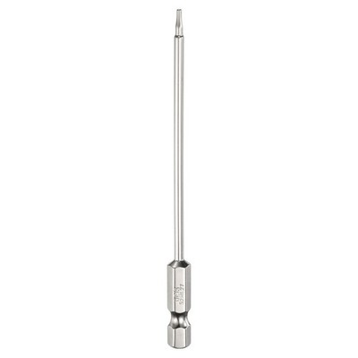H1.27 Hex Screwdriver Bit 1.27mm Flat Tip 1/4'' Shank 100mm Long Chrome Plated