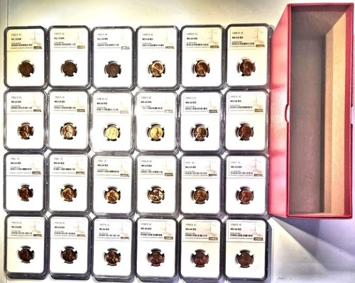 Lincoln Wheat Cent 24-Coin Set - 1923 to 1958 - NGC Certified - Most are MS RED
