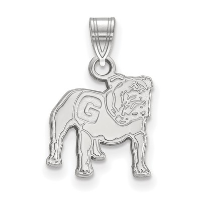14k Weißgold LogoArt University of Georgia Bulldogge kleiner Anhänger 4W059UGA