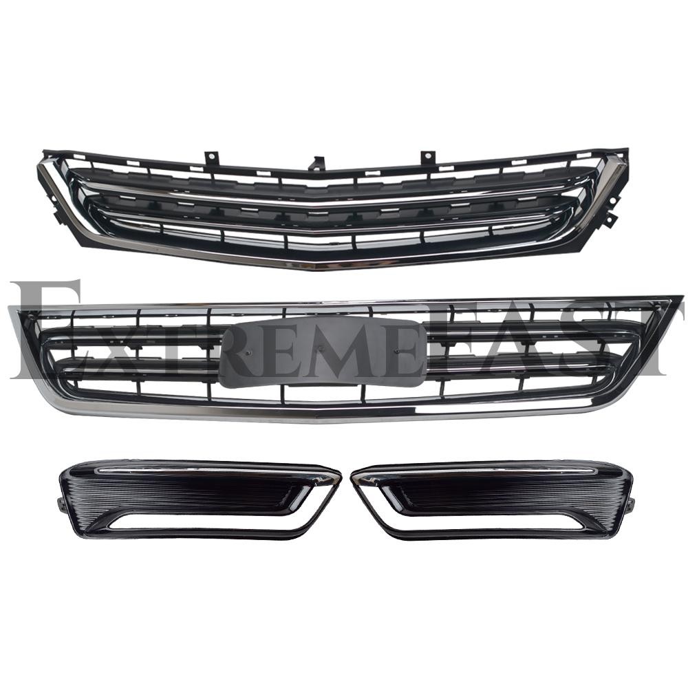 For 2014-2020 Chevy Impala Front Grille Carbon Fiber Set With Fog Light Cover