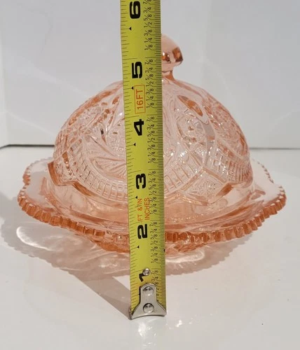 Vintage Imperial Pink Glass Lidded Butter Dish
