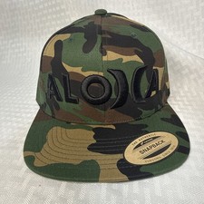 Gorra de béisbol Hurley Aloha Ohana hawaiana camuflada a presión con billetes planos camuflada nueva con etiquetas