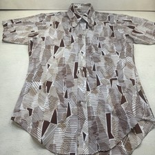 Vintage 70s Montgomery Ward M Shirt Men's Geometric Abstract Art Print Disco