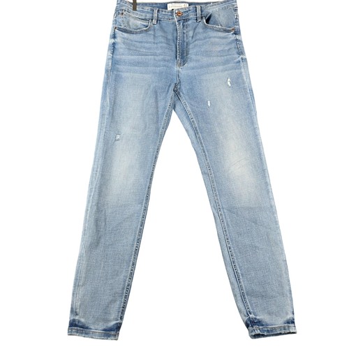 Stradivarius Jeans Womens 10 Light Wash Skinny Regular Waist Distressed Denim