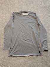 Underarmour Shirt Mens Medium Gray Coldgear Base Layer Gym Performance Running 