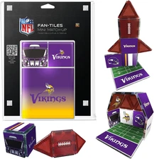 Minnesota Vikings NFL Fan-Tiles Magnetic Match-Up Tiles | 17-Piece Building Set 