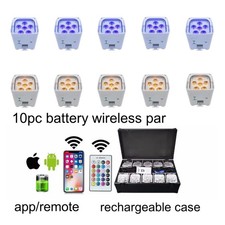 10pc DJ par 6x18W rgbwa uv 6in1 wireless battery wifi dmx led par recharge case