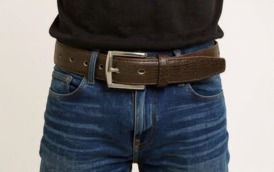Men's Brown PU Leather Belt for Jeans   Casual & Business Dress Belt Adjustable